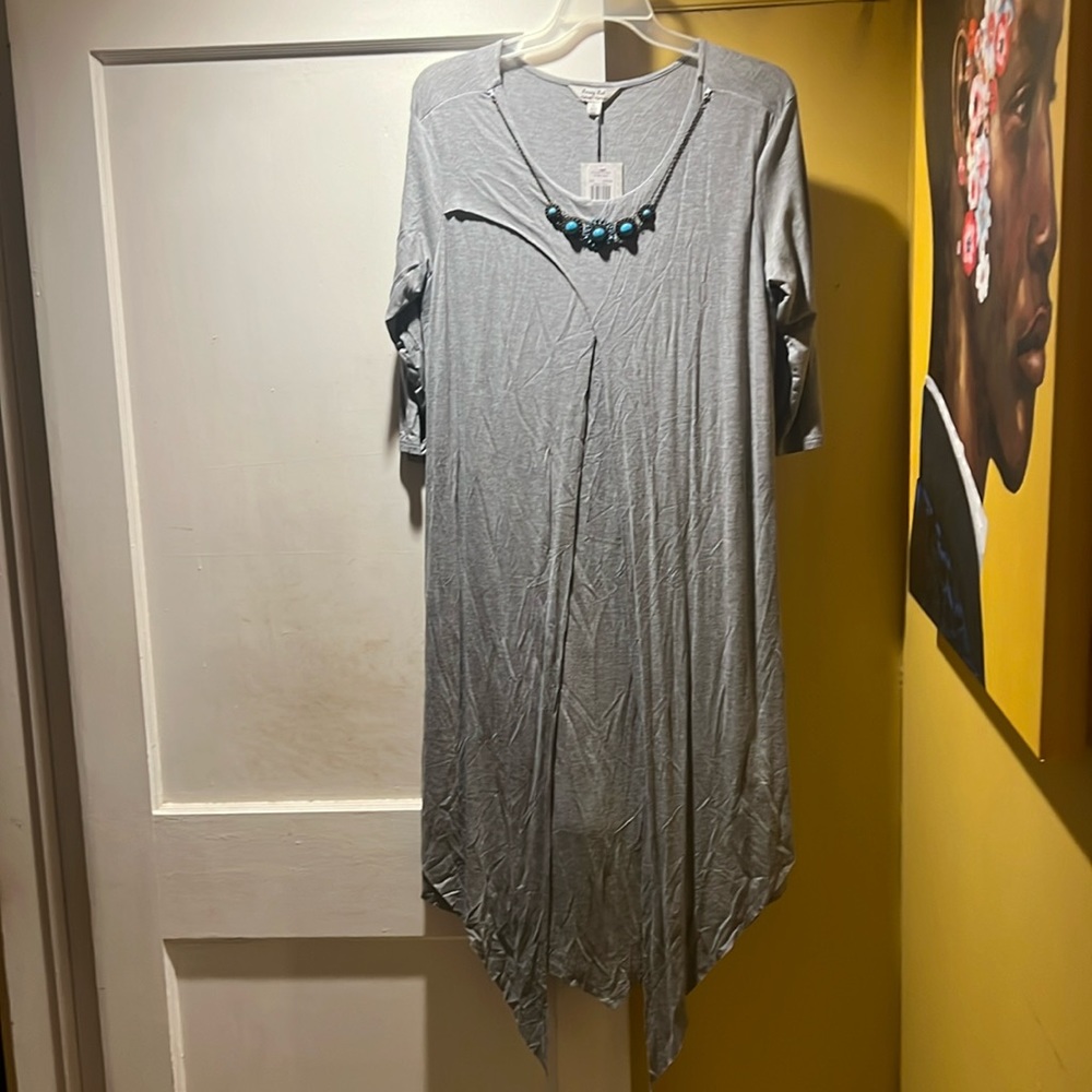 Brand: Krazy Kat, size: XL, gray maxi dress, the necklace is removable with tags